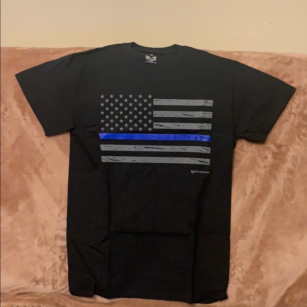 RapDom Thin Blue Line USA Flag Mens Graphic Tee